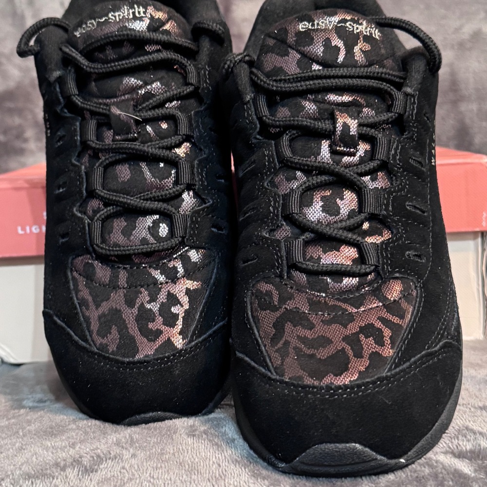 Easy Spirit Romy43 Womens 7.5W Walking Shoes Black Bronze Leopard Print NWB - Picture 6 of 12